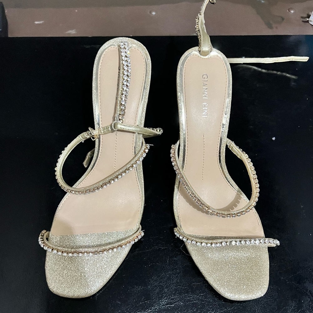 Rhinestone gold  bridesmaid sandals